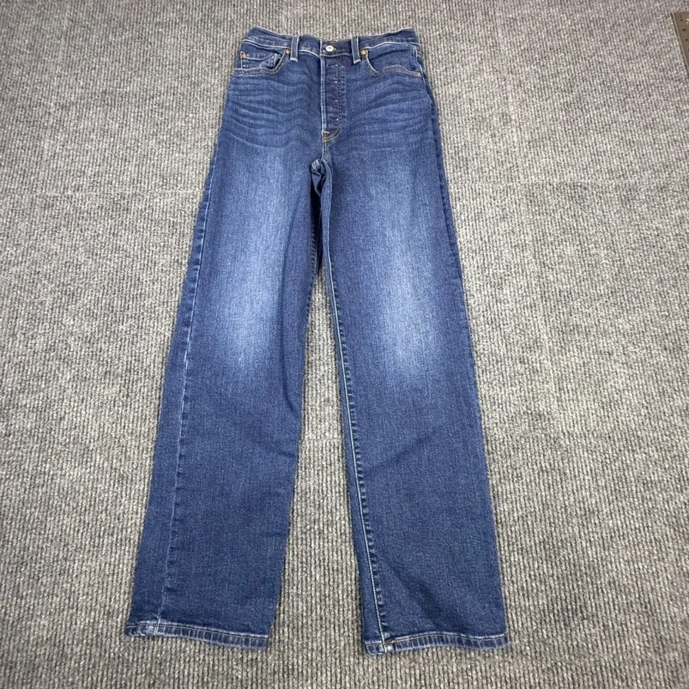 Levis Ribcage Straight Jeans Womens 29 Dark Wash High Rise Button Fly 79078-0046